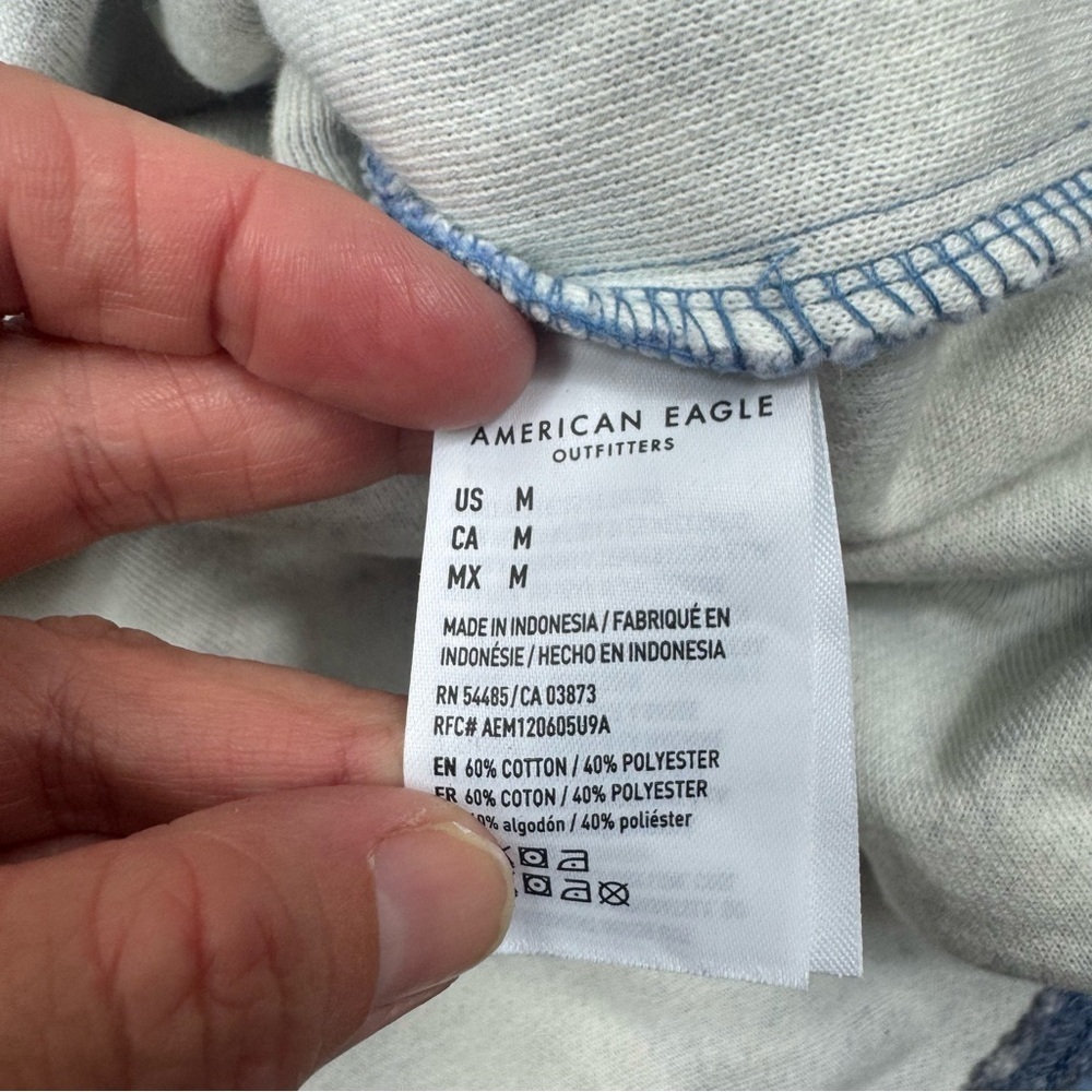AE Oversized Plaid Fleece & Love Shacket Women’s Medium Blue Gray Fall Layering - Picture 6 of 8